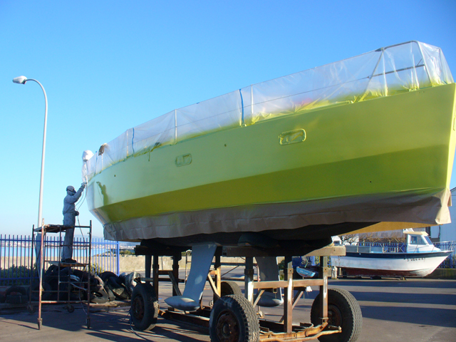 Cafe Atlantique velero de contrachapado marino